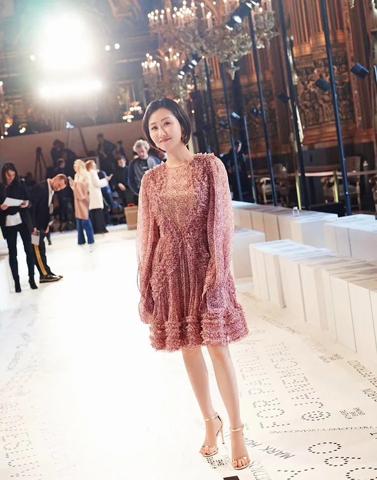 

DALMAZZO New Spring Designer Purple Chiffon Floral Dress Female Women O Neck Lantern Long Sleeve Casual Party Vestidos Female