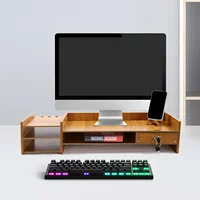 Wood Desk Organizer Home Office Desktop Storage Drawer Computer Holder w/Lock 2