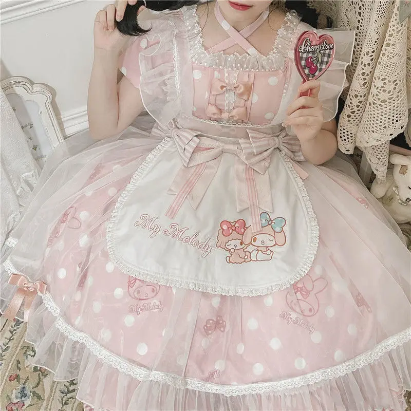 Em promoção! Jsk Lolita Vestido Vitoriano Princesa De Bolinhas Vermelhas  Kawaii Sem Mangas Cinta Macia Feminino Boneca, Vestidos De Roupas Kawaii