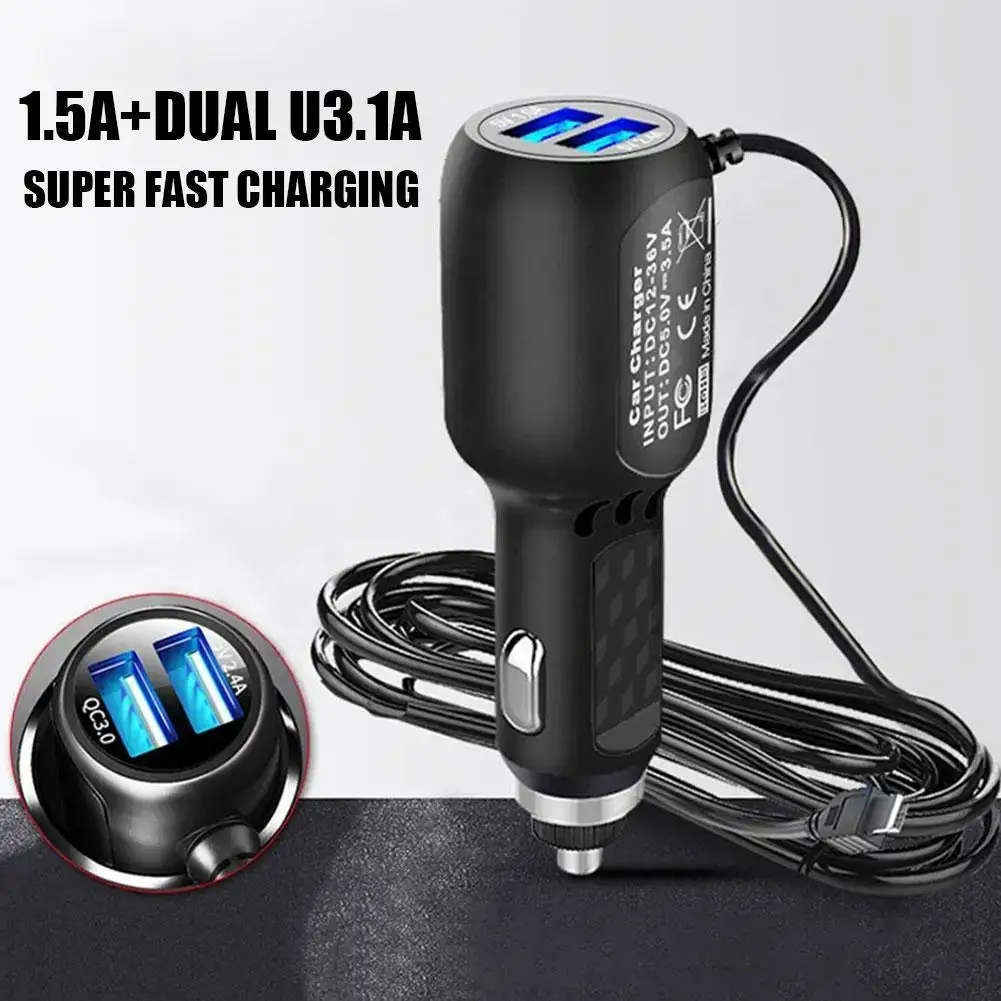 

DVR Charging Cable Dash Cam Car Charger Mini USB Cable Micro USB 11.5ft Power Cord Supply 12-24V Car Charger For DVR Camera GPS