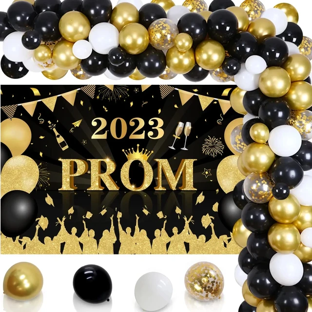 Gold Black Balloons Graduation Decorations  Black Gold Graduation  Decorations 2022 - Ballons & Accessories - Aliexpress