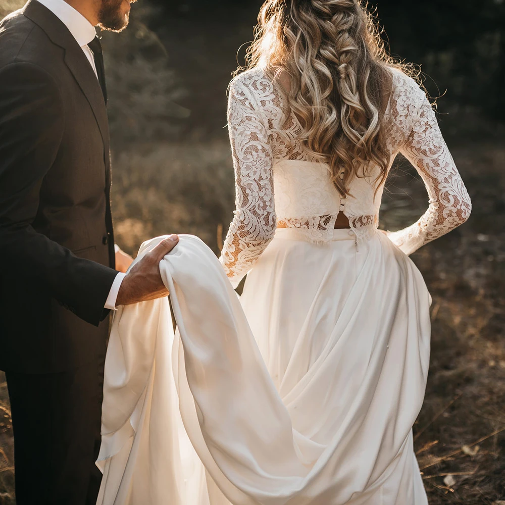 long sleeve lace crop top wedding
