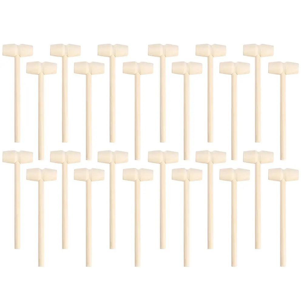 30Pcs 미니 나무 망치 단단한 나무 안전 용 교육용 두드리는 망치 손 근육 발달 나무 망치