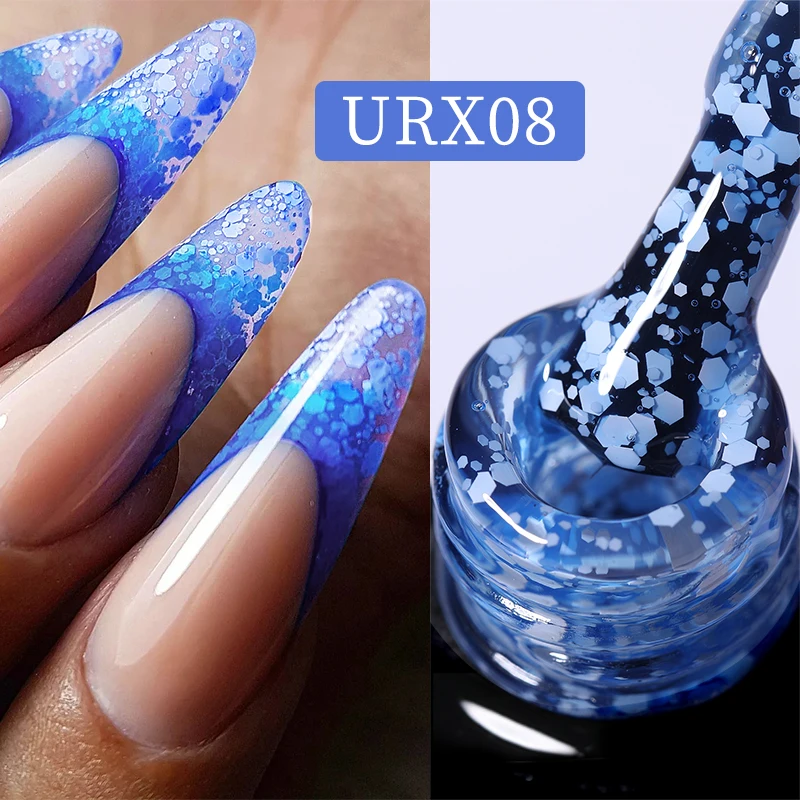 Ur Suiker 7Ml Sneeuwvlok Gel Nagellak Semi-Permanente Melkachtige Witte Glitter Sneeuw Pailletten Weken Van Uv Nails Art Lak Manicure