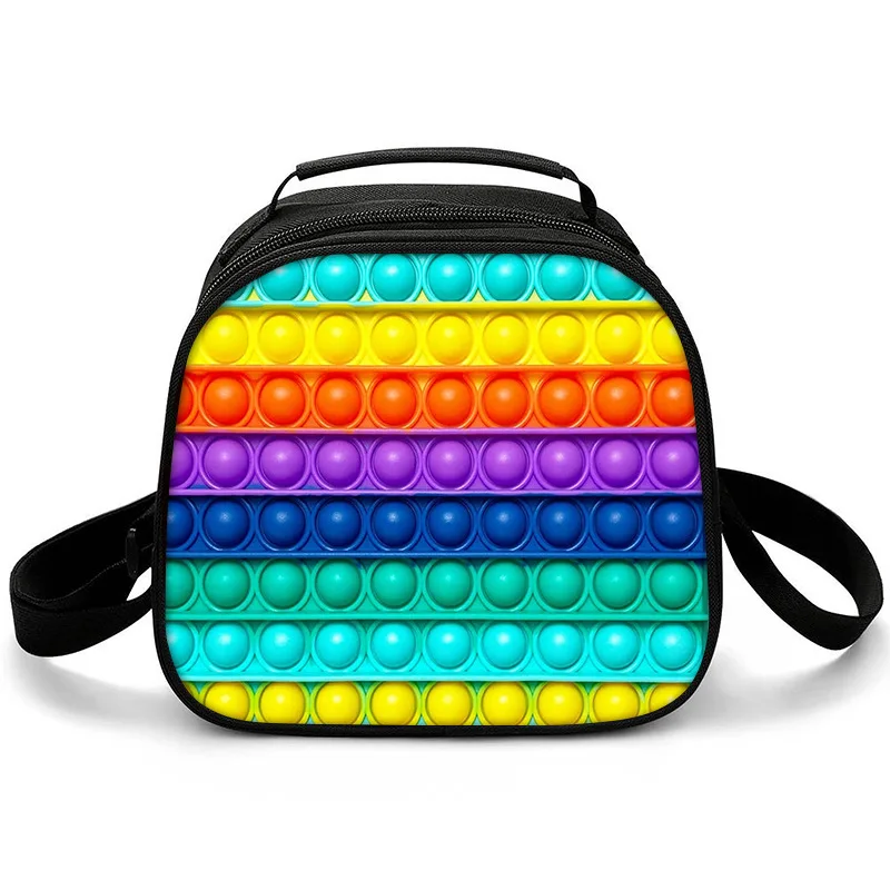 Classic Student Crossbody POP IT Semicircle Lunchbox Thermal insulation Food Lunch Bag 3D Printed Insulated Handbags Ice Bags