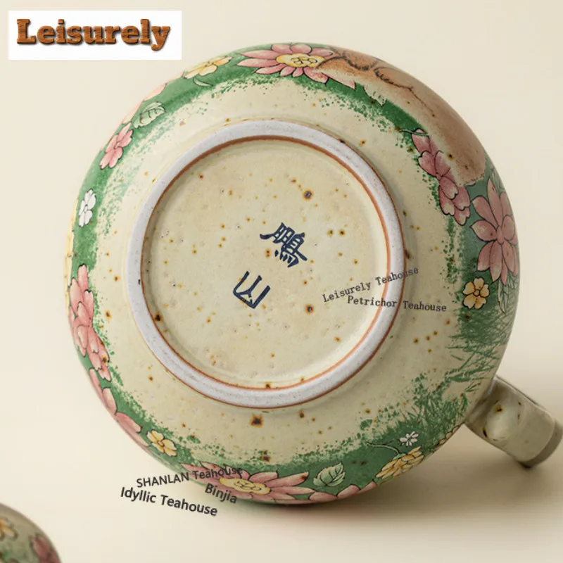 200ml Caramel Glaze Flower-picking Rabbit Gourd Teapot Aesthetic Tea Infuser Pot Tea Maker Kettle With Strainer Tea Services