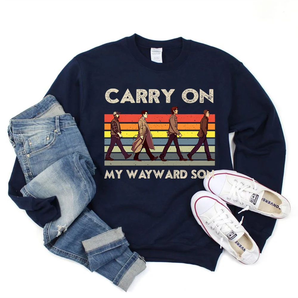 Supernatural Sweatshirt Carry on My Wayward Son Sam und Dean Winchester Brothrs Hoodie Trendige Abbey Road Winchester Sweatshirts – Detail 10