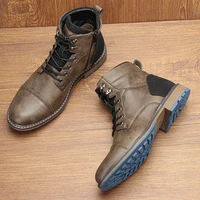 American Style Men's Classic Leather Boots 2025 Fashion Comfortable Brand Ankle Boots Men