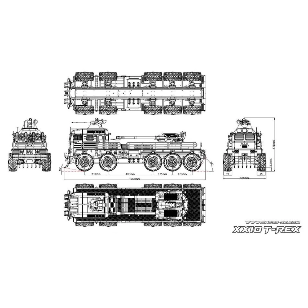 10X10 CROSSRC Military Truck Kits XX10 T-REX 1/12 RC Armored Vehicle Horn Sound Light Unassembled Unpainted Model Toy TH22768 6