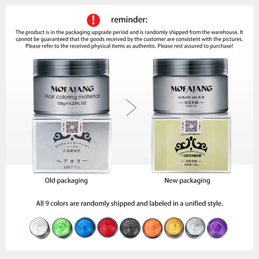 Description Picture 5 of itemMofajang Color Hair Wax Styling Pomade Silver Grandma Grey Disposable Natural Hair Strong Gel Cream Hair Dye for Women Men 120g