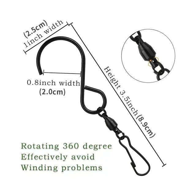 Clips à crochets pivotants pour suspendre des fileurs à vent, carillons éoliens, torsions en cristal, outils de fête, cuisine, chambre à coucher, crochets rotatifs en S, 8 pièces 6
