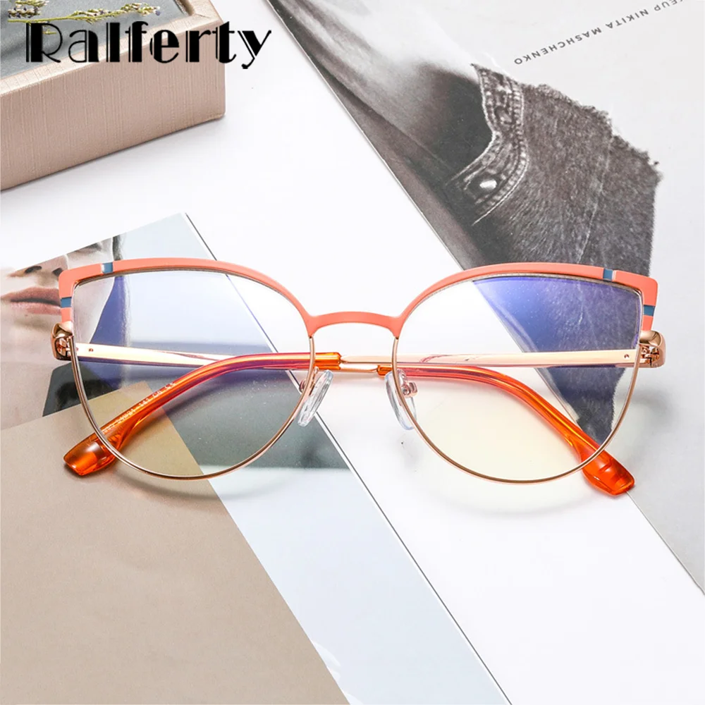 Ralferty Fashion Cat Eye Glasses Frame For Women's Eyeglasses 0 Diopter