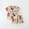 New Disney Baby Kids Clothes Set Mickey Mouse Print T-shirt+short Two Piece Fashion Children Girl Boy Tracksuit 100% Cotton Sets 1