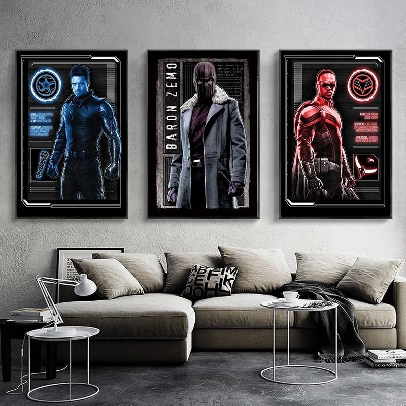 Disney Marvel Supereroi Falcon E Winter Soldier Digital Oil Painting Stampa Camera Da Letto Pittura Murale Home Living Room Decor