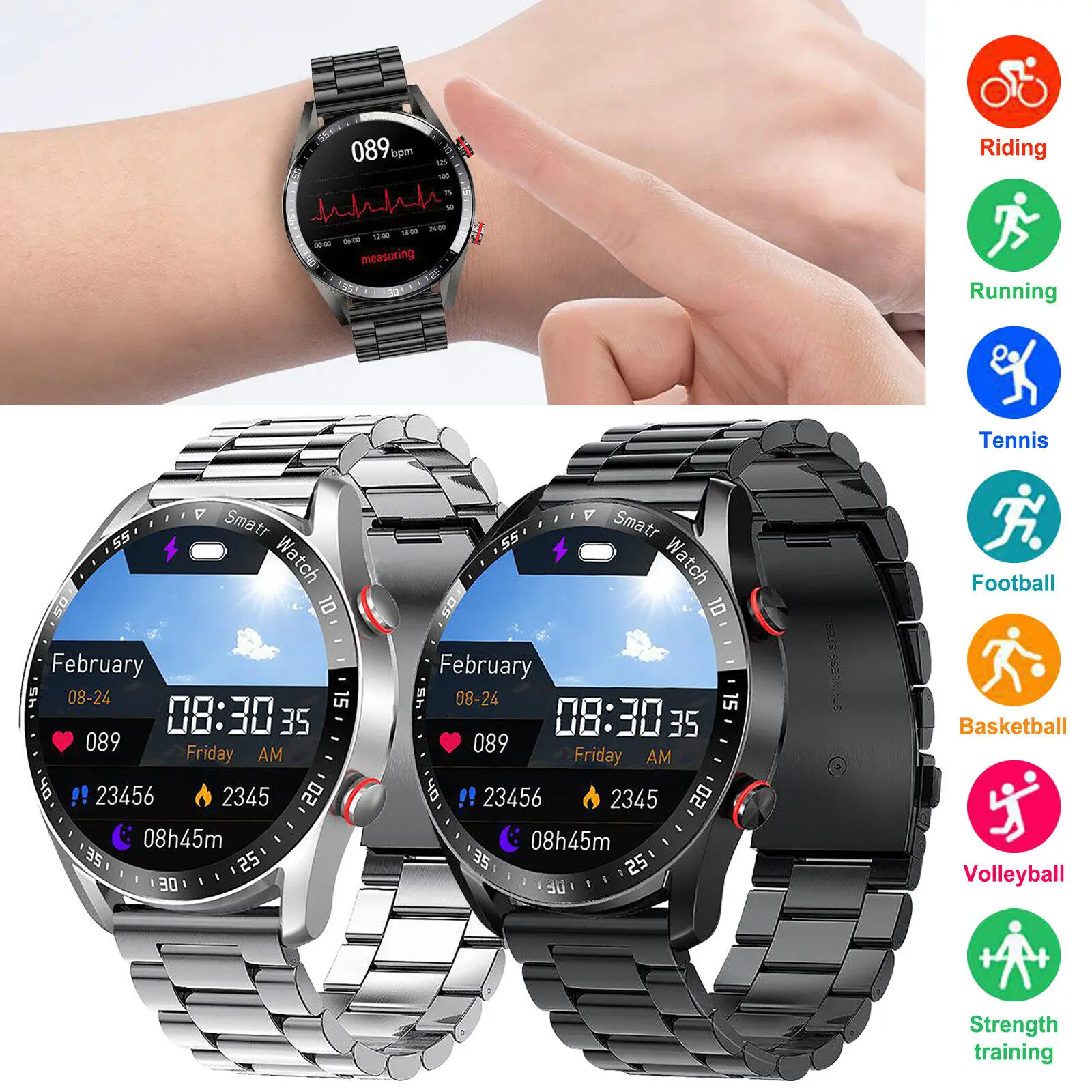 

2023 NFC Bluetooth Call Smart Watch Men Full Screen Sports Bracelet Waterproof ECG Health Monitor SmartWatch for IOS Android