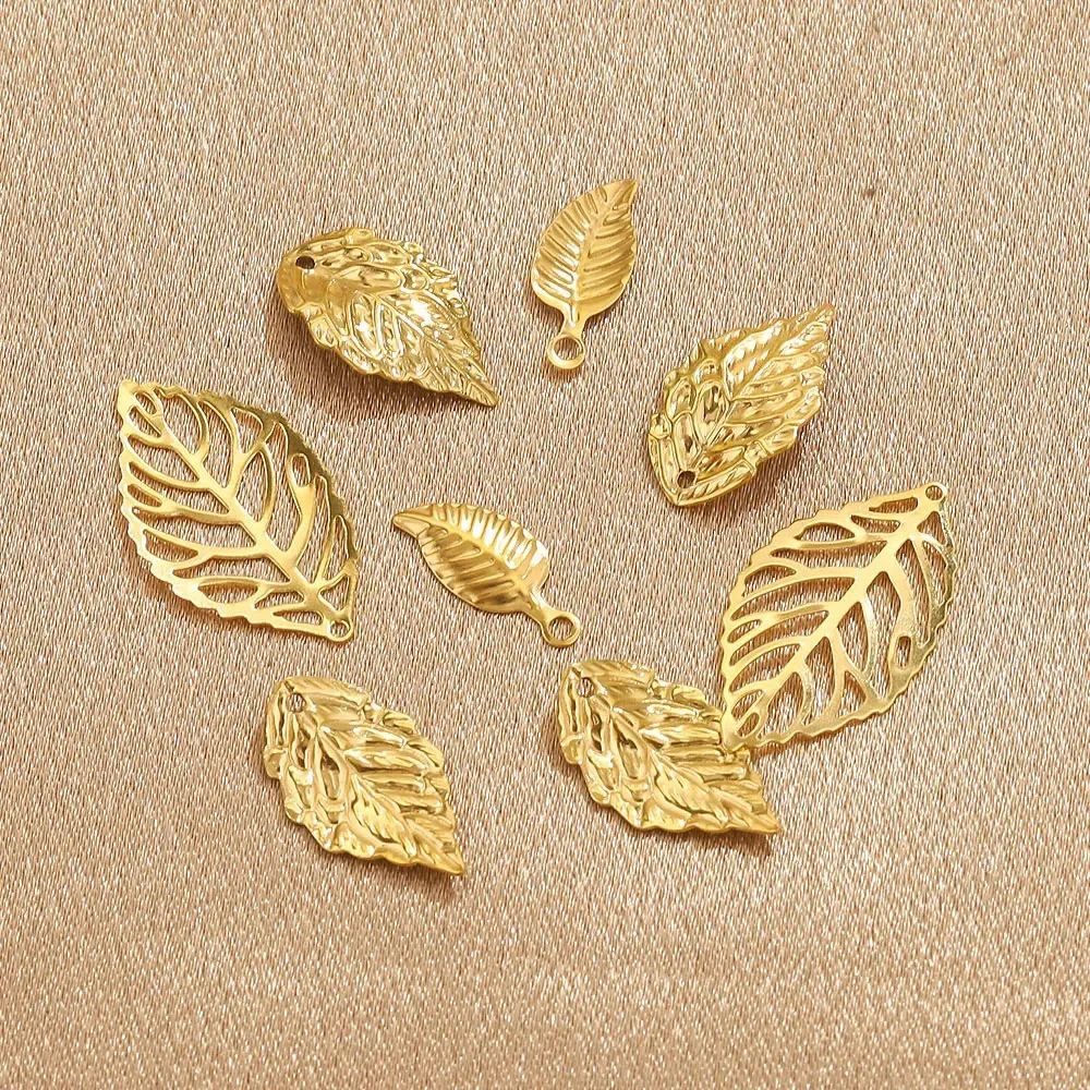 Stainless Steel Fittings Gold Leaves DIY Accessories Pendant Wholesale 4