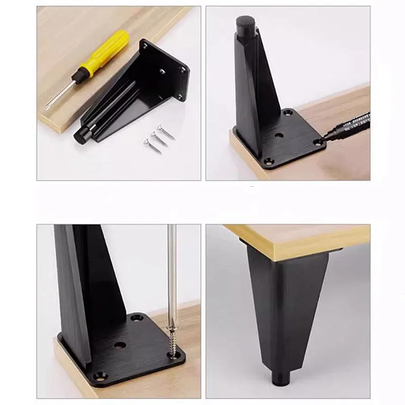 4pcs Adjustable Aluminum Alloy Cabinet Legs Bracket Coffee Table Chair Leg Protector Bathroom Furniture Leveler Supp