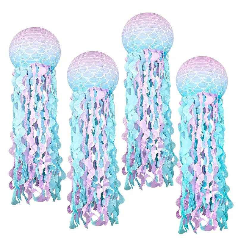 1/6pcs Mermaid Jellyfish Paper Lanterns For Mermaid Theme Party Under The Sea Ocean Birthday Wedding Party Decorations 1