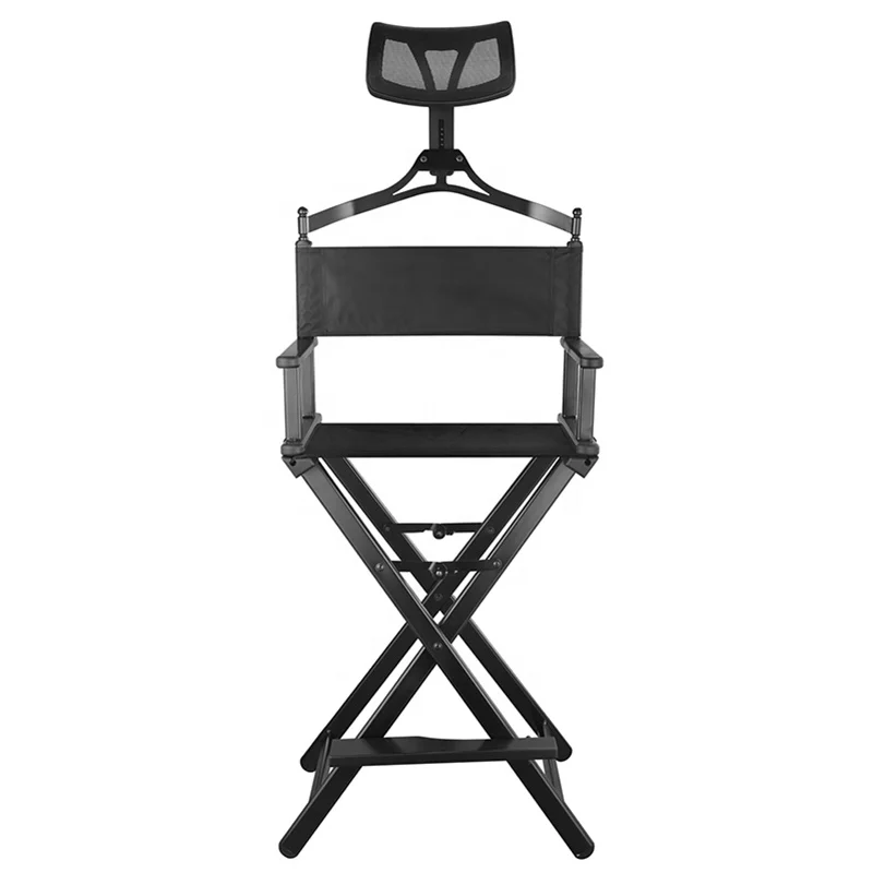 

Portable Aluminium make up foldable professionals makeup artist folding tall director with headrest pink/black