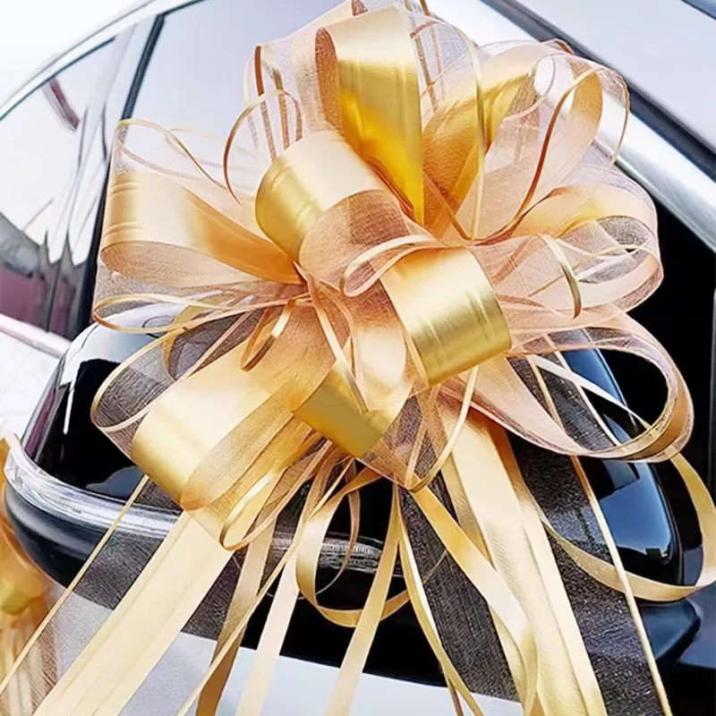 White Wedding Car Ribbon Pull Bows Knot Gift Wrap Wedding Car Decor Birthday Party Supplies Pew Chairs DIY Home Decoration