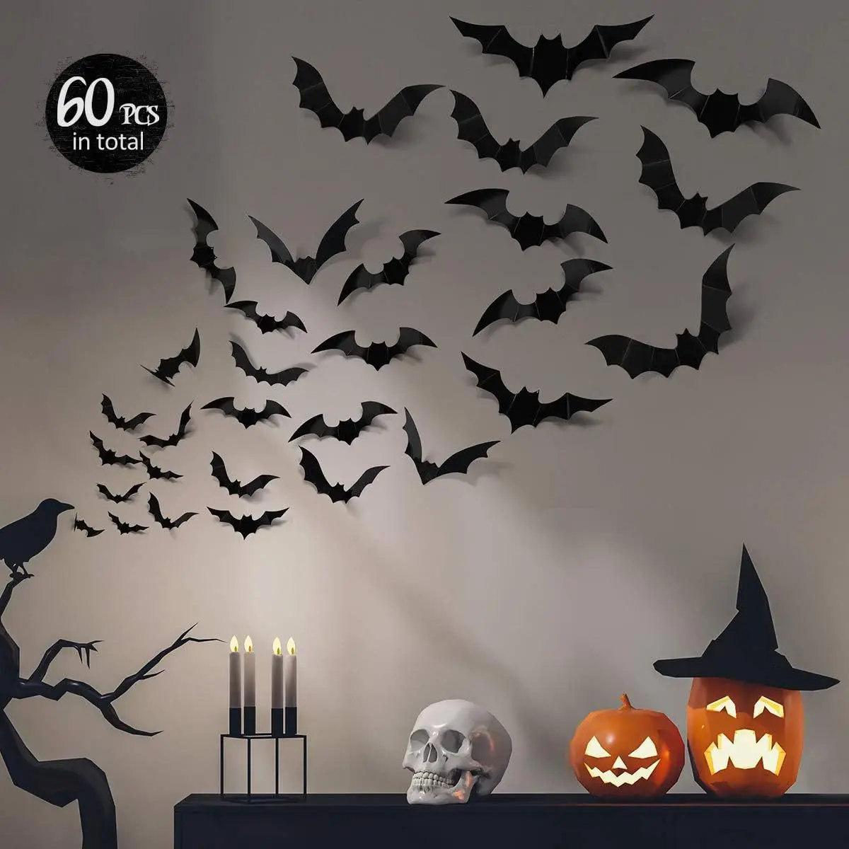 12pcs Halloween Decoration 3d Bat Wall Stickers Decoration Furniture Windows Yard Logo Outdoor Lawn Ghost Party Decor 1 2