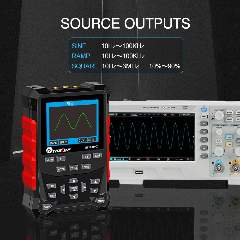 ET120MC2 Dual Channel Handheld Digital Oscilloscope 120MHz 500MSa/S Sampling Rat