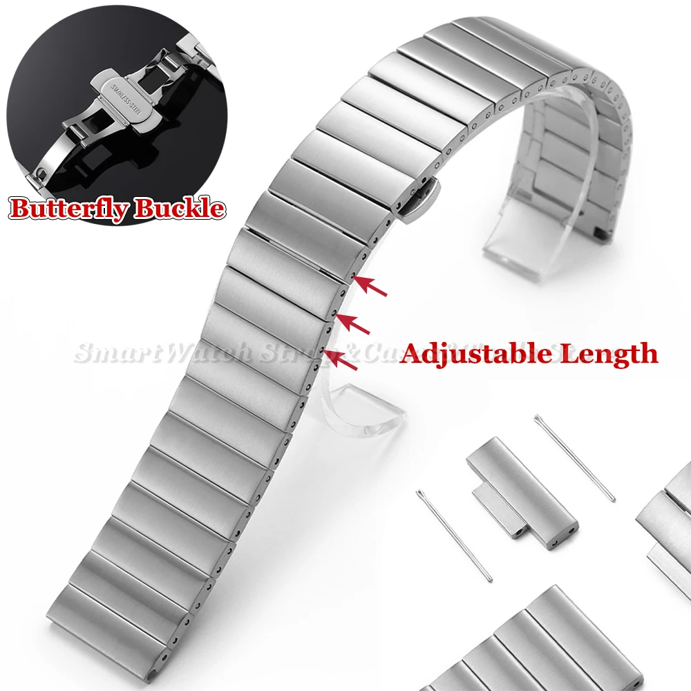 Men's Silver Brushed Metal Quick Release Watch Bracelet - Solid Stainless Steel