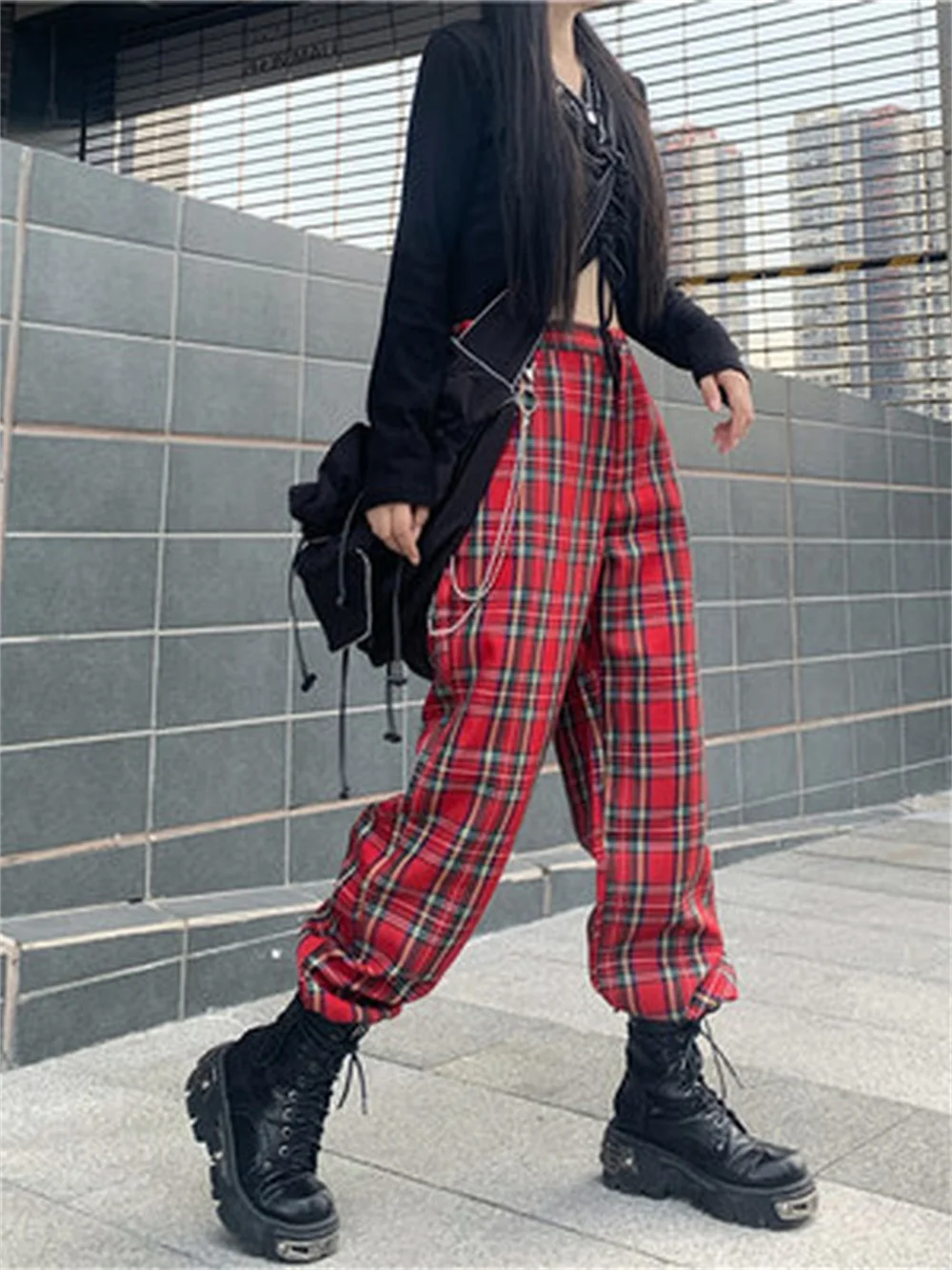 Grunge Alt Red Plaid Pants E Girl 