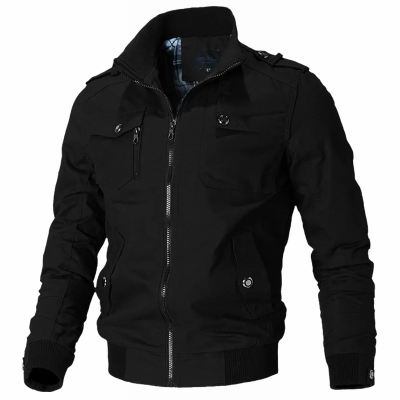 ジャケット・アウター military best jacket Kwoki Men's Military Jackets Zip Front Multi Pockets Stand