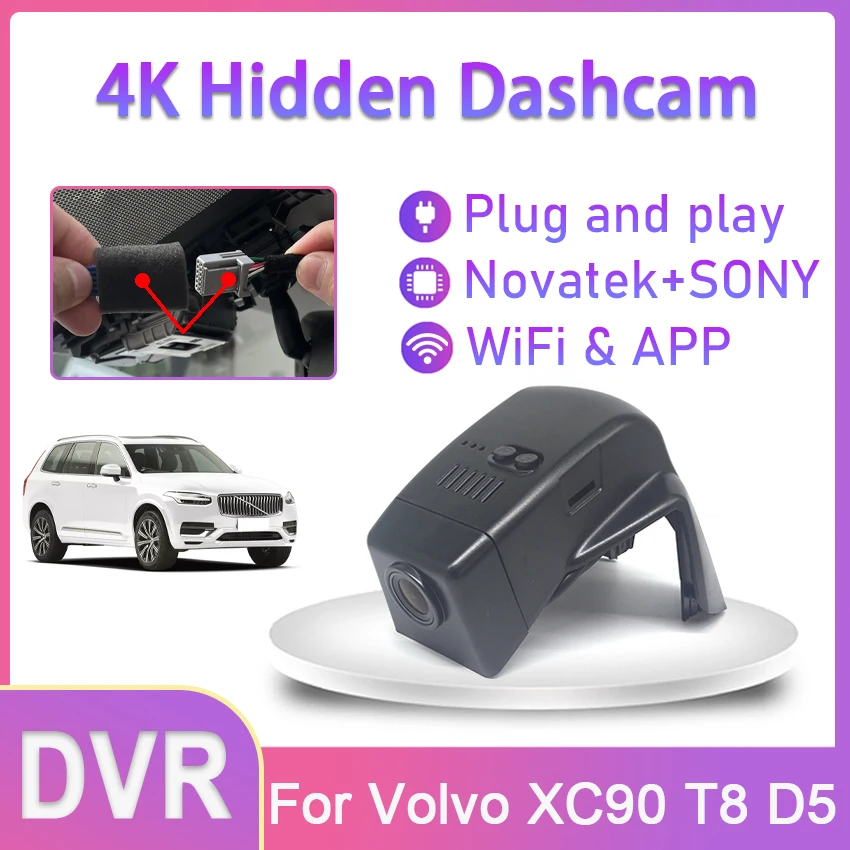 

Подключи и работай автомобильный Wifi DVR видеорегистратор UHD видеорегистратор камера для Volvo XC90 T8 D5 2014 2015 2016 2017 2018 2019 2020 2021 2022