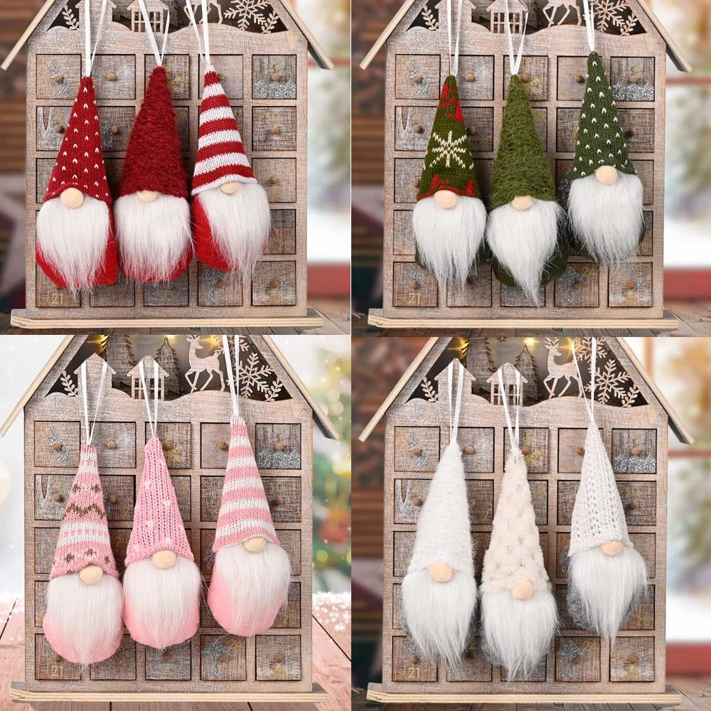 Christmas Decorations 3Pcs/lot Gnome Elf Doll Pendant for Home Xmas Tree Ornament