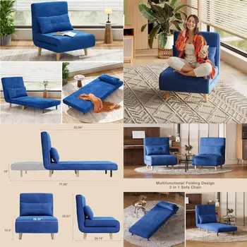 Convertible Velvet Futon Chair Bed 1