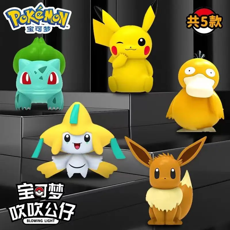 

Pokemon Pikachu Eevee Psyduck Jirachi Bulbasaur Night Light Cute Anime Figure Lamp Soft Light Tabletop Decorations LED Toy Gift