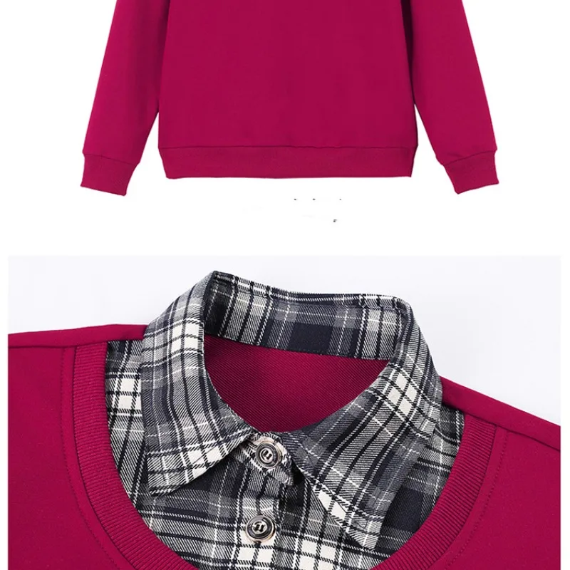 Women's Spring Autumn Solid Turn-down Collar Patchwork Striped Plaid Button Long Sleeve T-shirt Hoodies Office Lady Elegant Tops