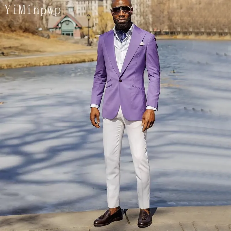 Summer Men Suits for Prom Peaked Lapel 