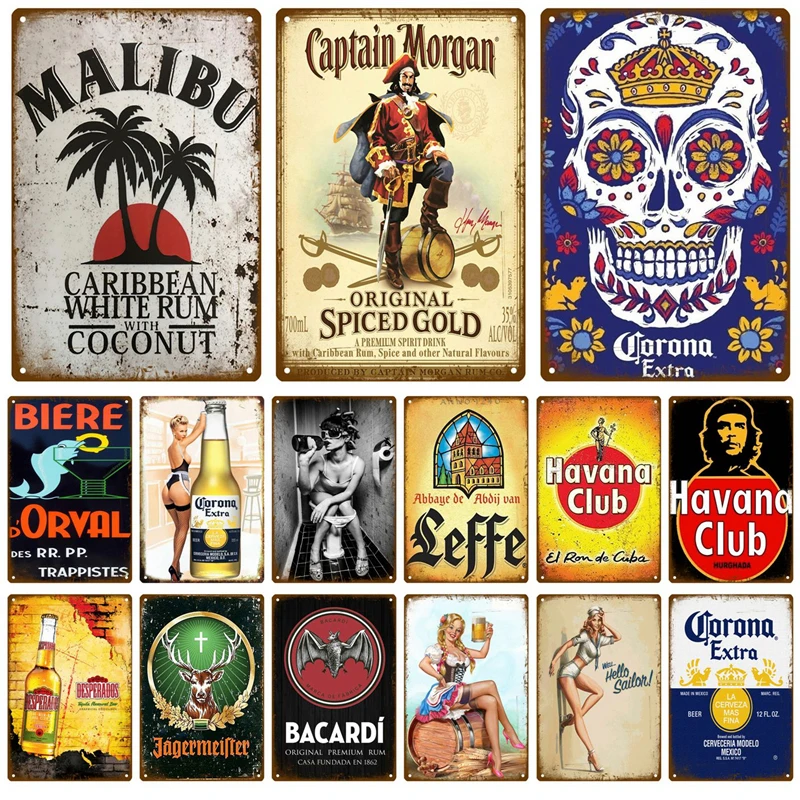 Retro Decor Metal Sign Beer Brand Vintage Tin Sign Captain Morgan Funny Poster Decor For Bar Pub Club Man Cave Wall Decoration