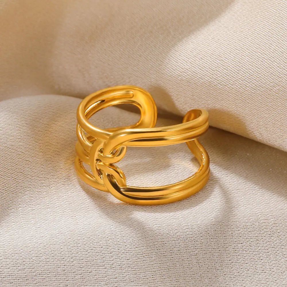 316L Edelstahl Ringe Für Frauen Geometrische Herz Breiten Ring Einstellbare Offenen Ring Mode Schmuck Valentinstag Geschenk – Detail 8