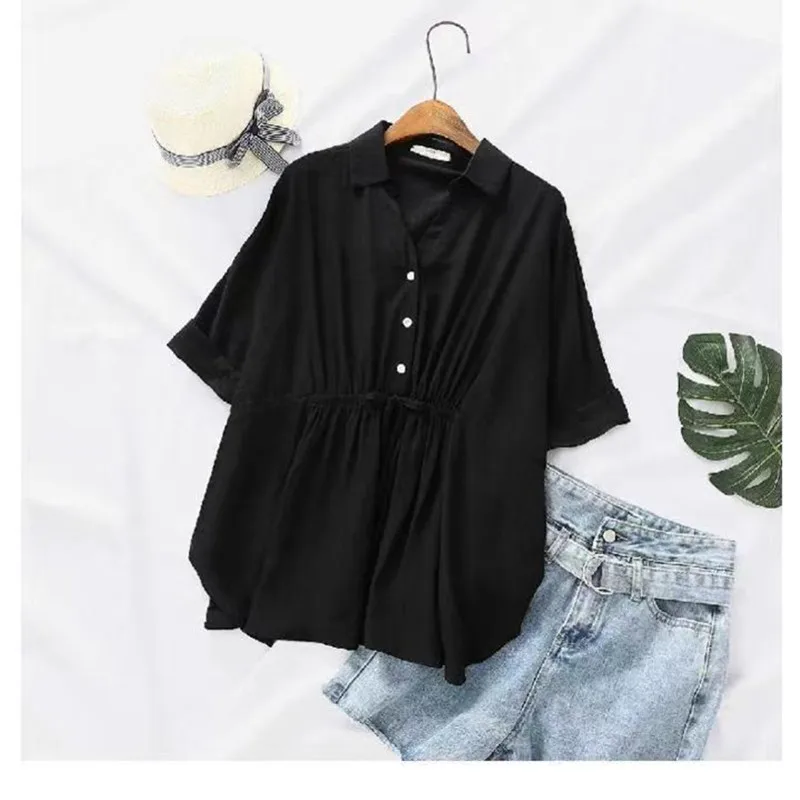Maternity Tops Maternity Blouses Summmer Top For Pregnant Women White Shirts Cotton Linnen Gravida Clothes Plus Size Dress Short Sleeve