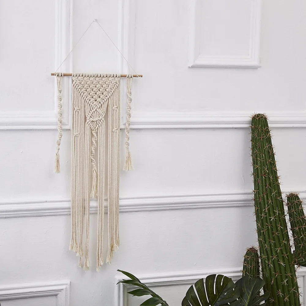 

Macrame Wall Art Handmade Cotton Wall Hanging Tapestry with Lace Fabrics Bohemian tapestry wall hanging wall decor