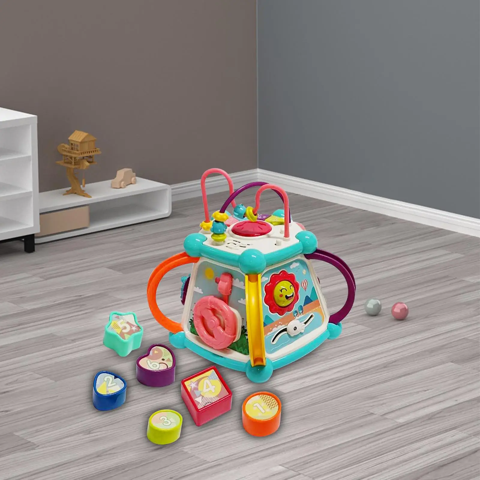 Activity Cube Toy Learning Puzzle Toy Musical Toys 6 Sided Activity Center for