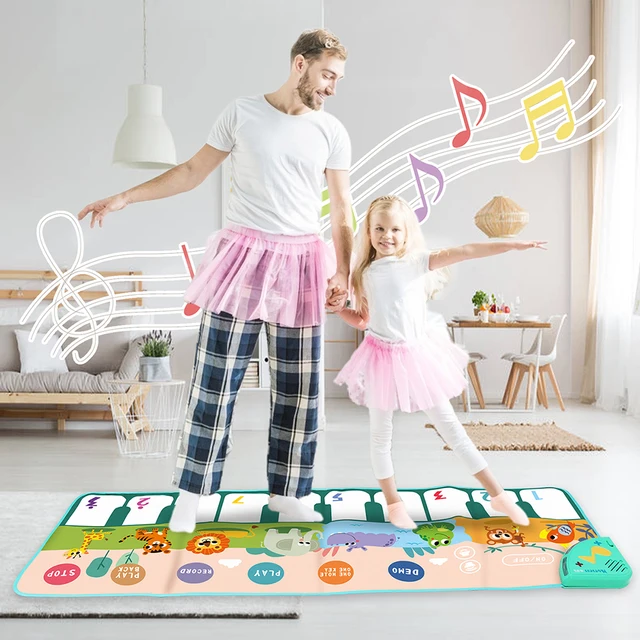 110x36cm Musical Piano Mat for Kids Toddlers Floor Keyboard Dance Mat with 8 Animal Sounds Baby Mat Study Educational Toys 6