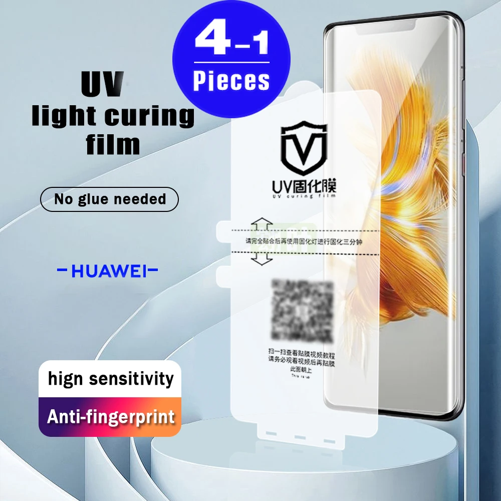 

1-4Pcs 9D For Huawei P60 Art UV light curing film mate 50 40 RS 40E 30 30E P50 P40 P30 pro plus phone screen protector Not Glass