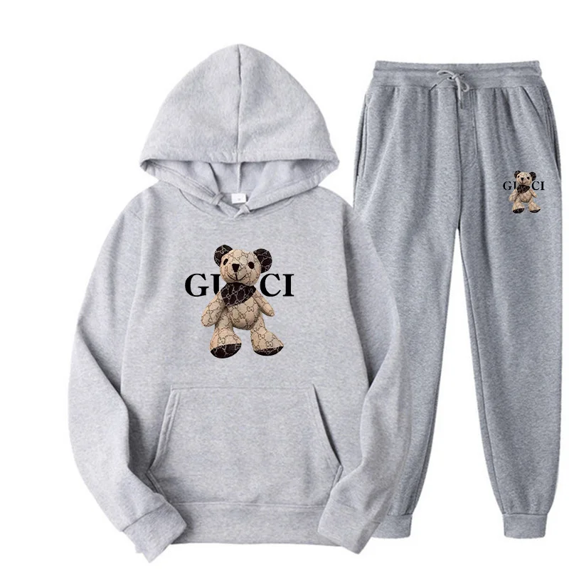 Casual Men's Sets 2-Piece Suit O-Neck Plus Fleece Pullover Hip Hop Brand Funny Letter Printed Fashion Sweatshirts Sweatpants