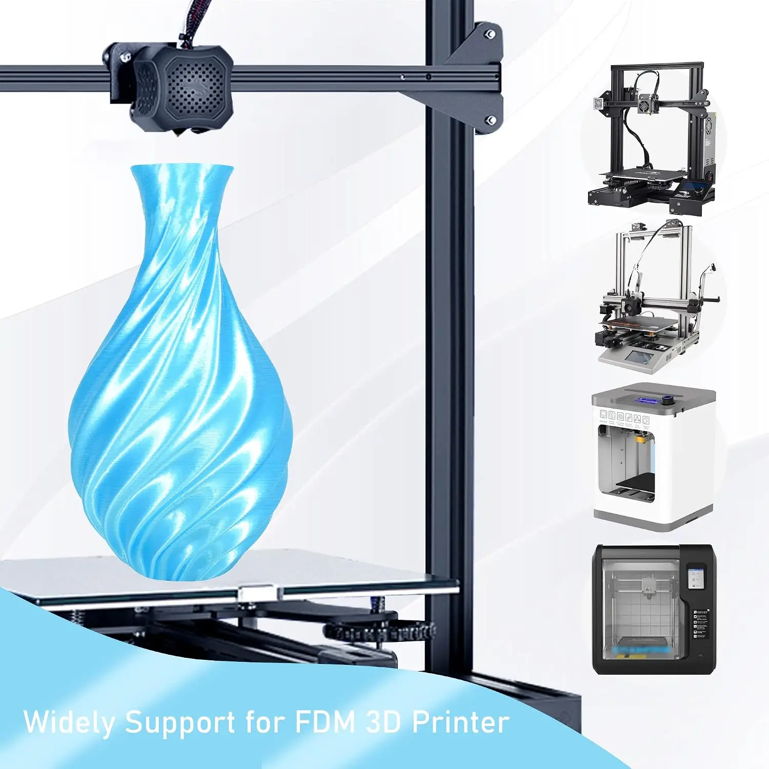 실크 블루 PLA 필라멘트 1.75mm 3D 프린터 필라멘트 (광택 표면), 광택 PLA 실크 필라멘트 250g 스풀 3D 프린팅 필라멘트