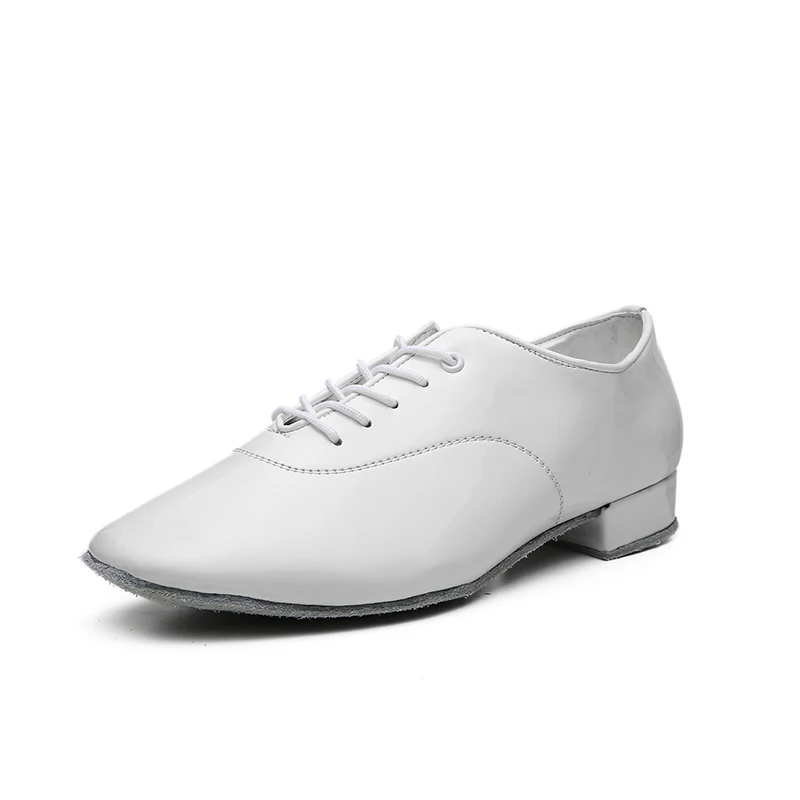Diplip Men Latin Dance Shoes Modern Tango Salsa Leather Ballroom Shoes Square Heels Children Man Sneaker Jazz Back White Color 4