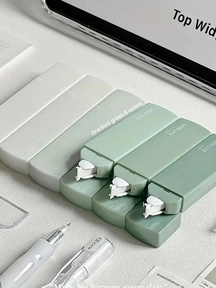 1 paquete de 6 cintas correctoras degradadas Color macarrón portátil silencioso sin riel forma cuadrada fácil de usar para la escuela Oficina hogar Supp - Imagen 5
