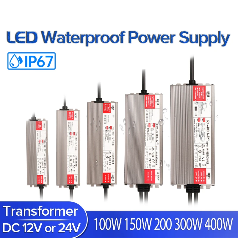 LED Driver Waterproof Lighting Transformers AC 220V To DC 12V 24V Power Adapter 36W 100W 200W 300W 400W Switching Power Supply
