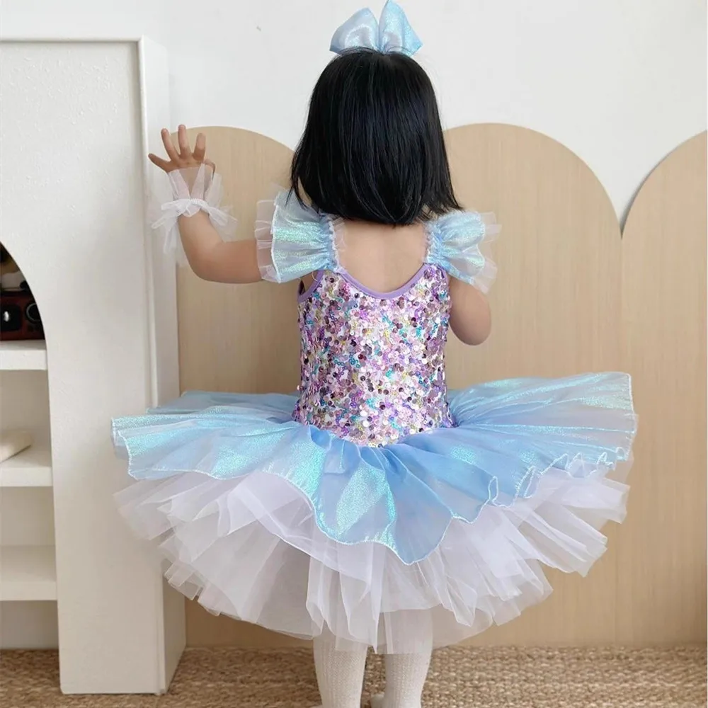 فستان رقص يوم الأطفال فتاة الباليه هدية عيد ميلاد الترتر الباليه الاطفال ملابس فساتين الأميرة الصيفية الفتيات الزي