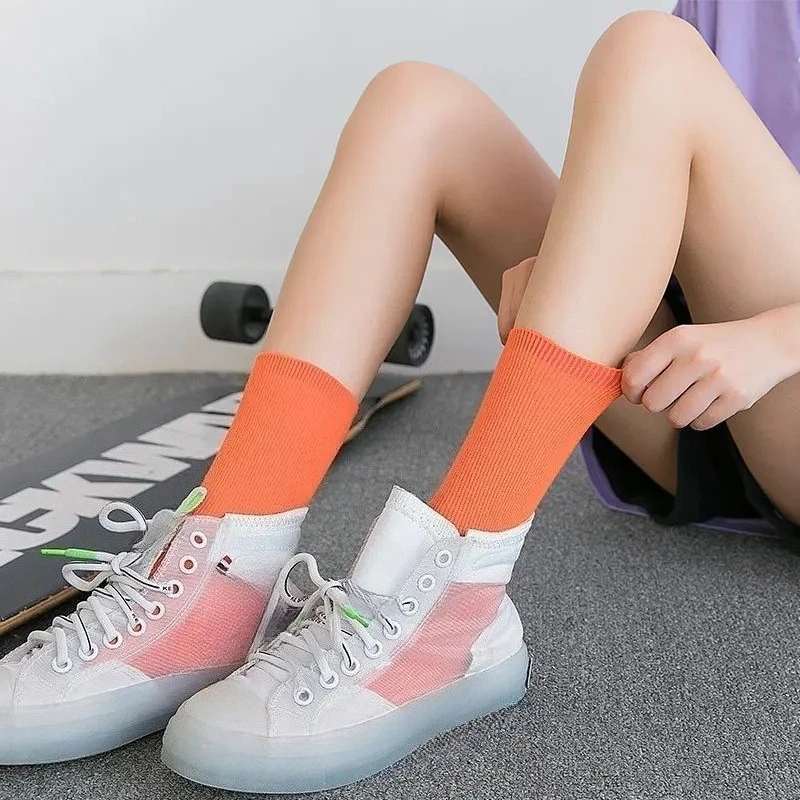 Klein Blue Women's Retro Fashion Crew Socks - Harajuku Style in Trendy Solid Colors