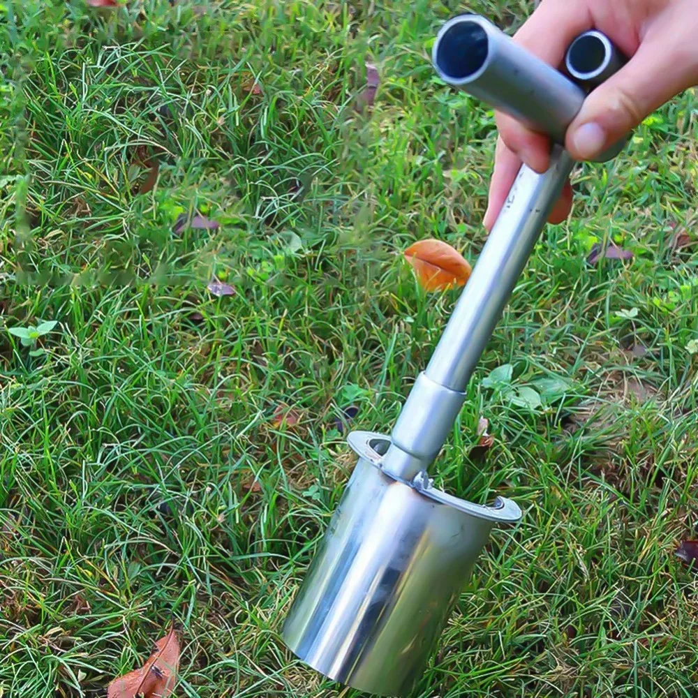Greenhouse film puncher handheld garden puncher handheld planting tool hand dibber Handheld Garden Barrel Transplanter Stainless Steel Digging Seedlings Agricultural Puncher Greenhouse